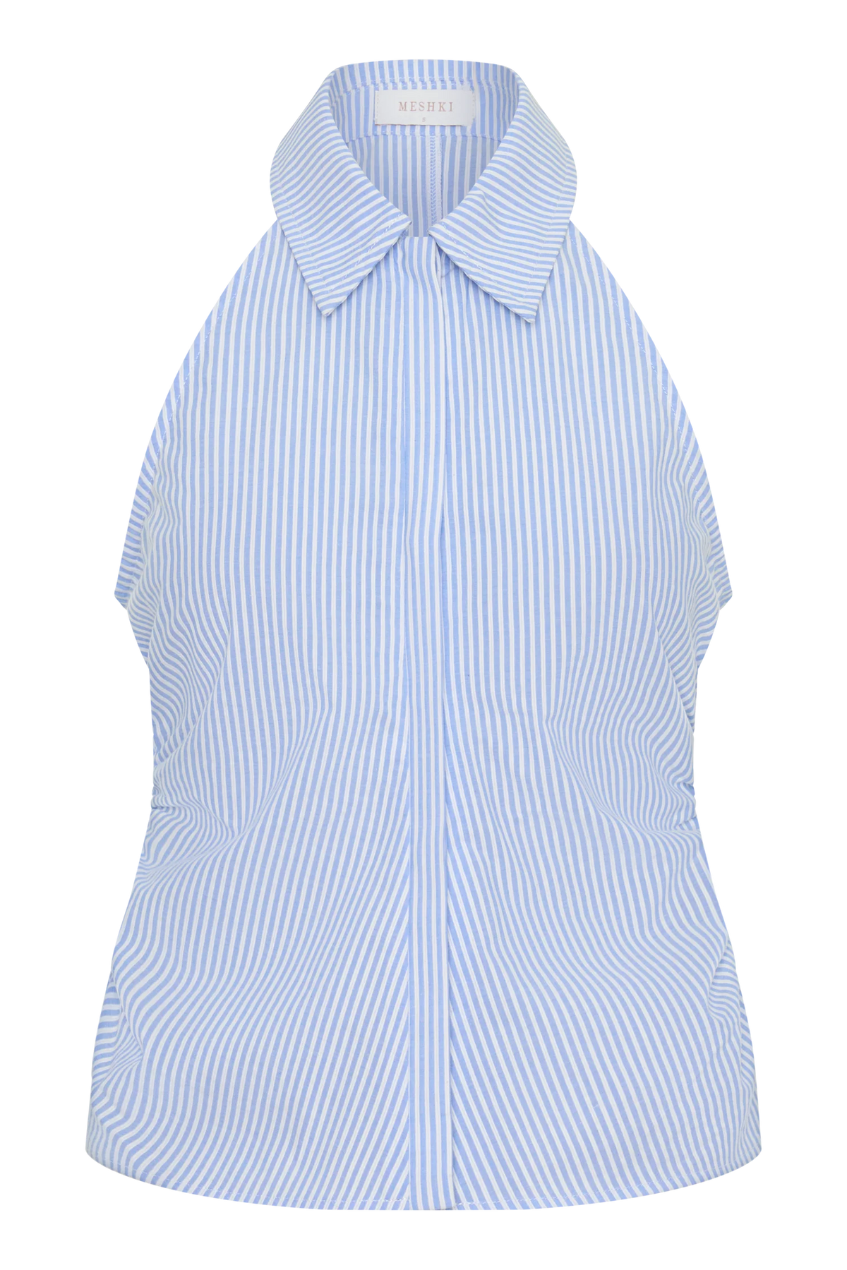 Allison Halter Sleeveless Shirt Blue Pinstripe