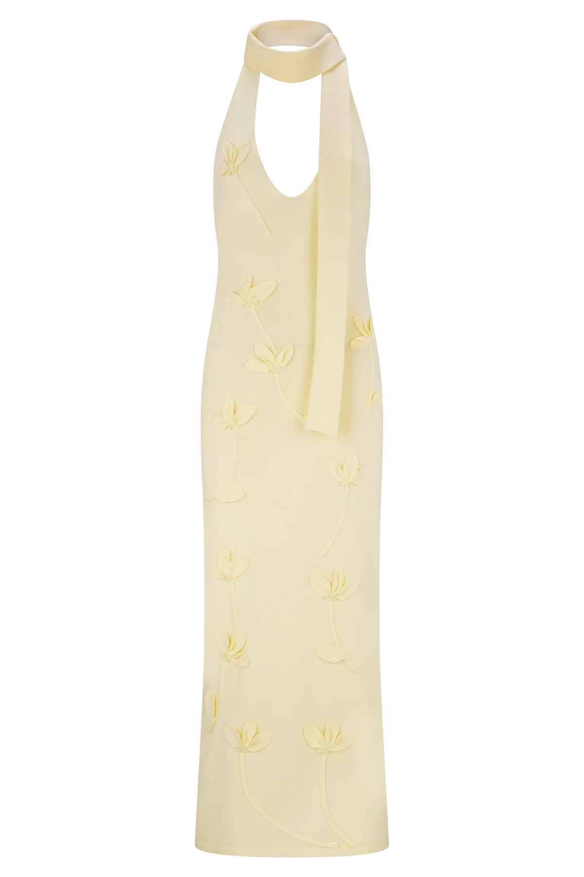 Wynn Floral Knit Midi Dress Lemon