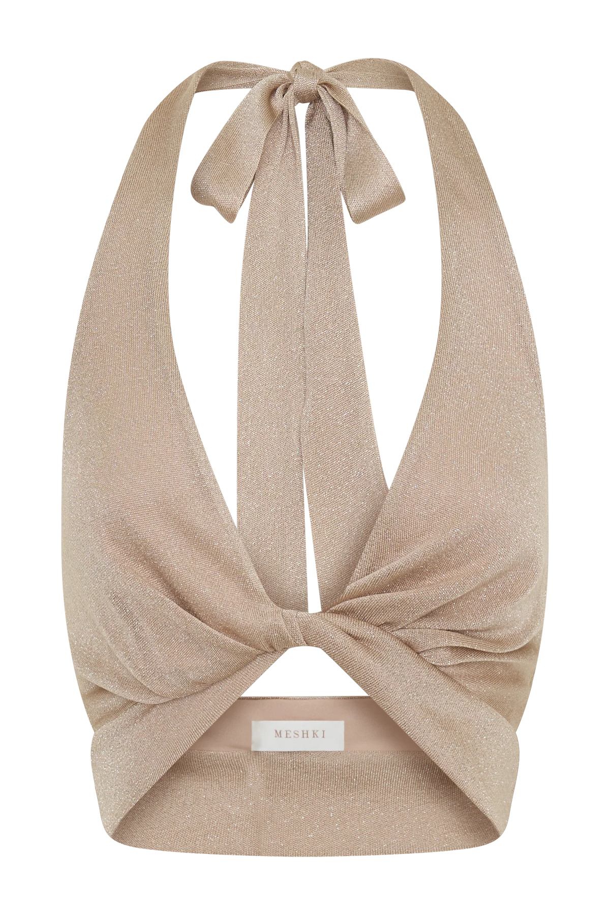Nola Draped Lurex Halter Top Gold