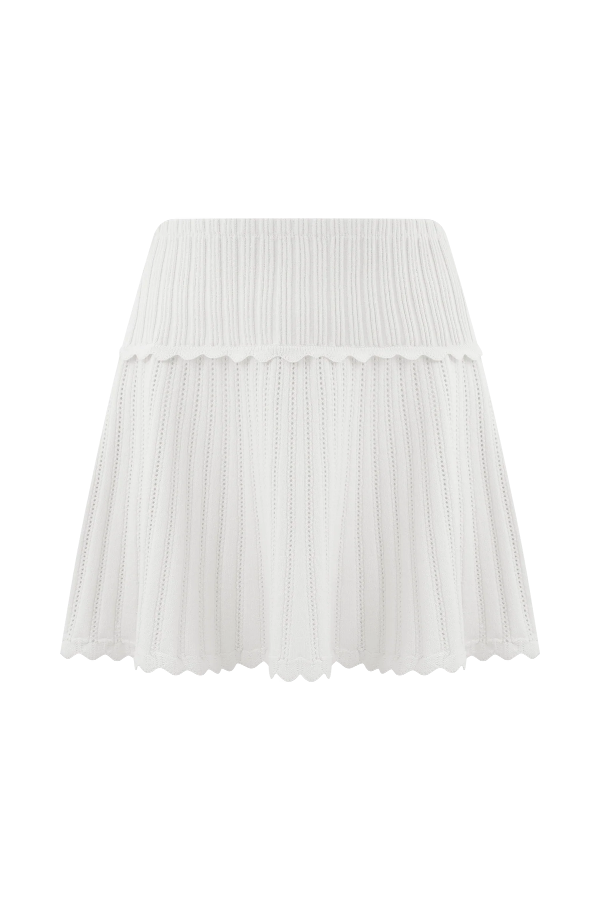 Indy Pointelle Knit Mini Skirt Ivory