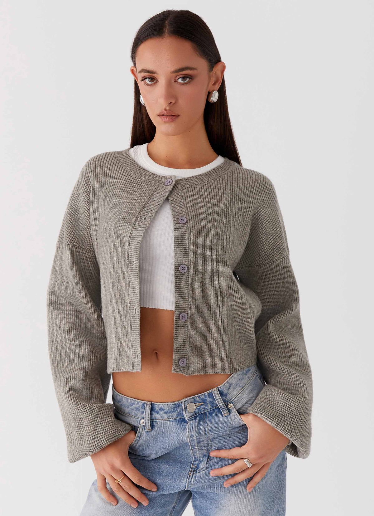 Daphne Knit Cardigan Light Grey