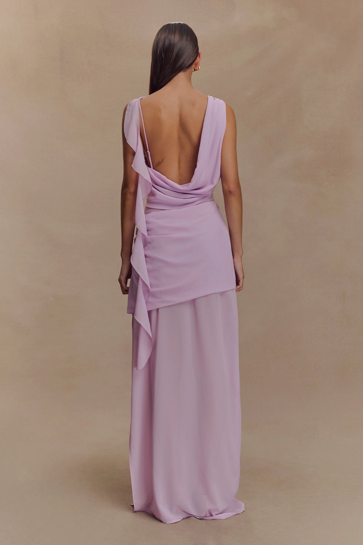 Daria Draped Chiffon Maxi Dress Light Lilac