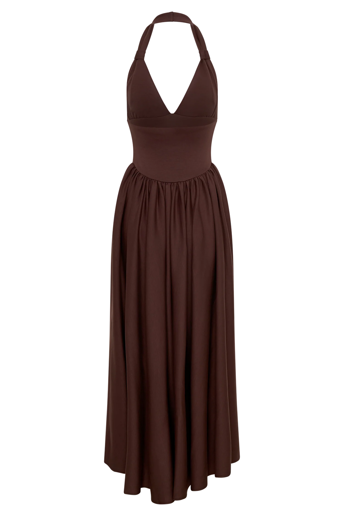 Angelina Scuba Halter Midi Dress Chocolate