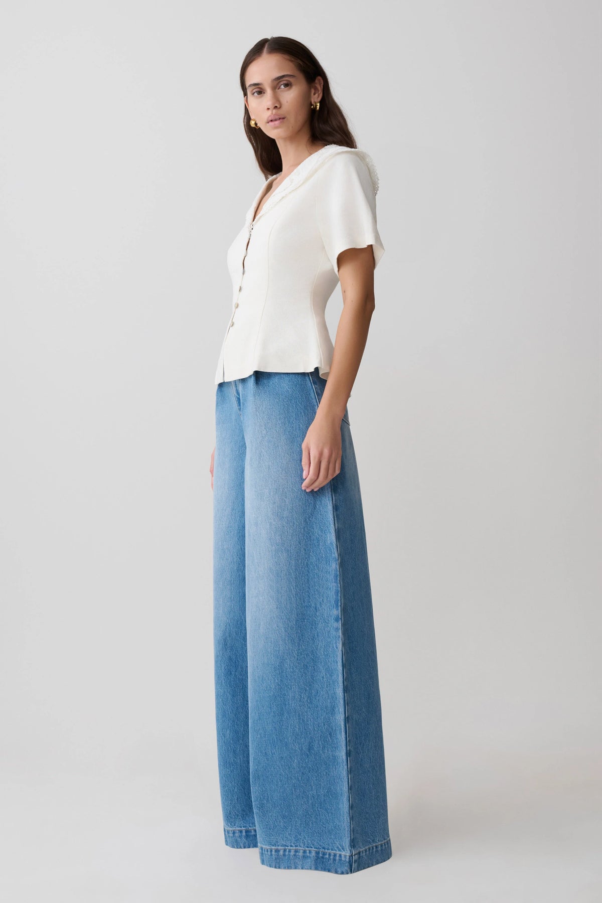 Bobby Oversized Jean With Front Pleat Summer Blue