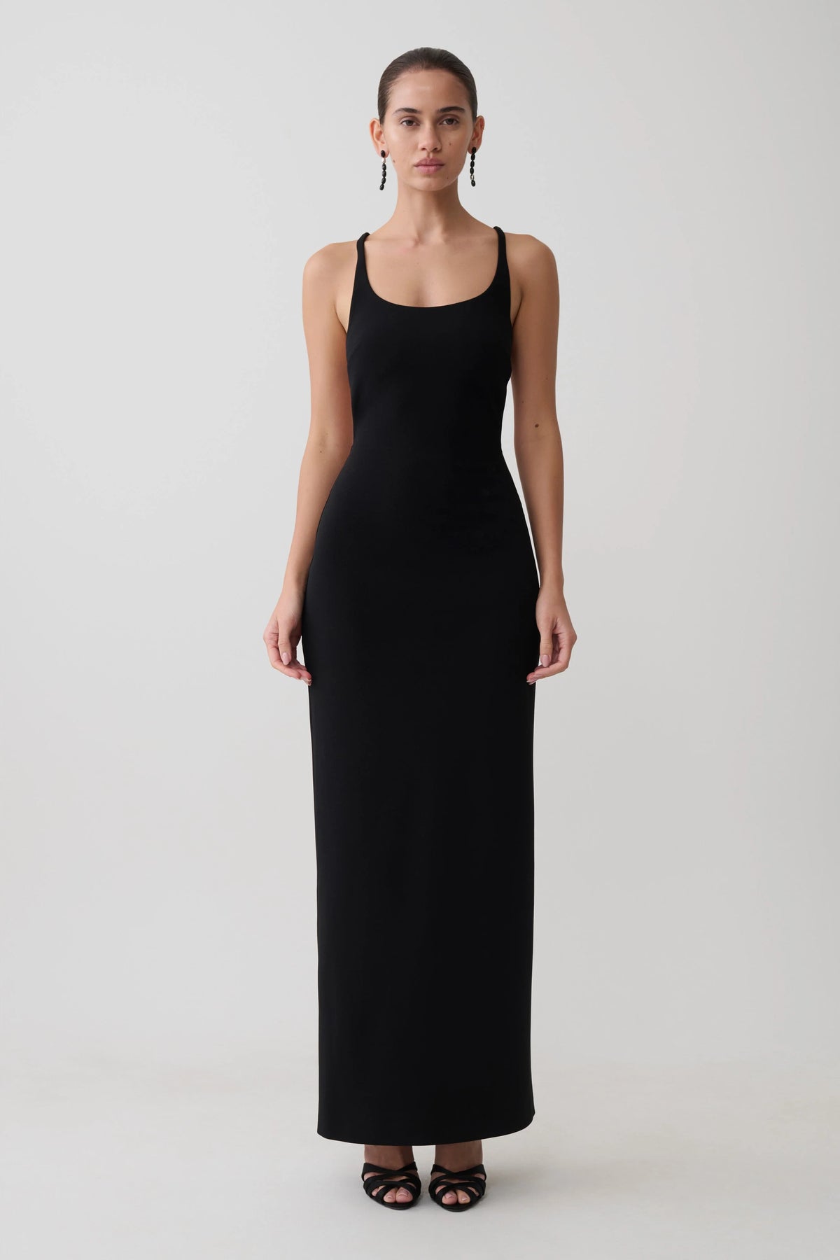 Julian Crepe Strapped Back Maxi Dress Black