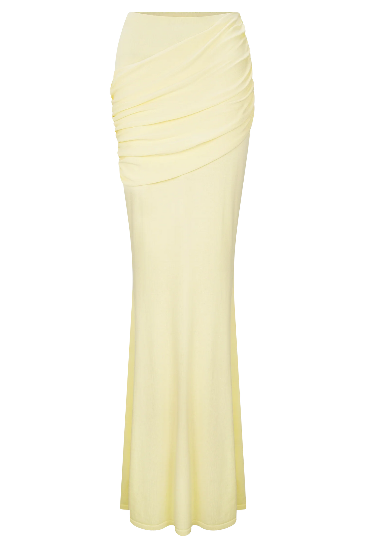Irene Gathered Knit Maxi Skirt Lemon