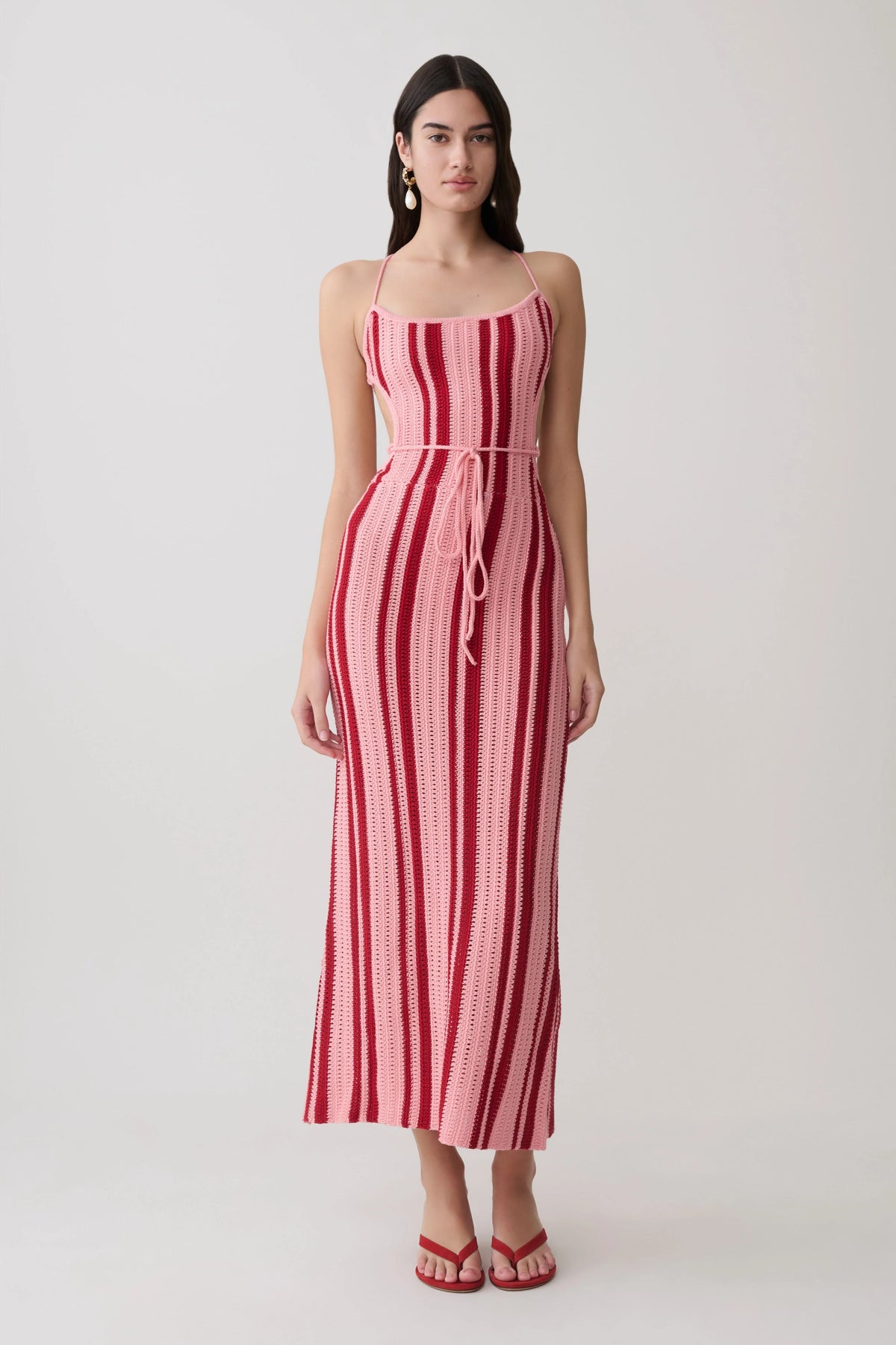 Shepherd Crochet Halter Maxi Dress Pink