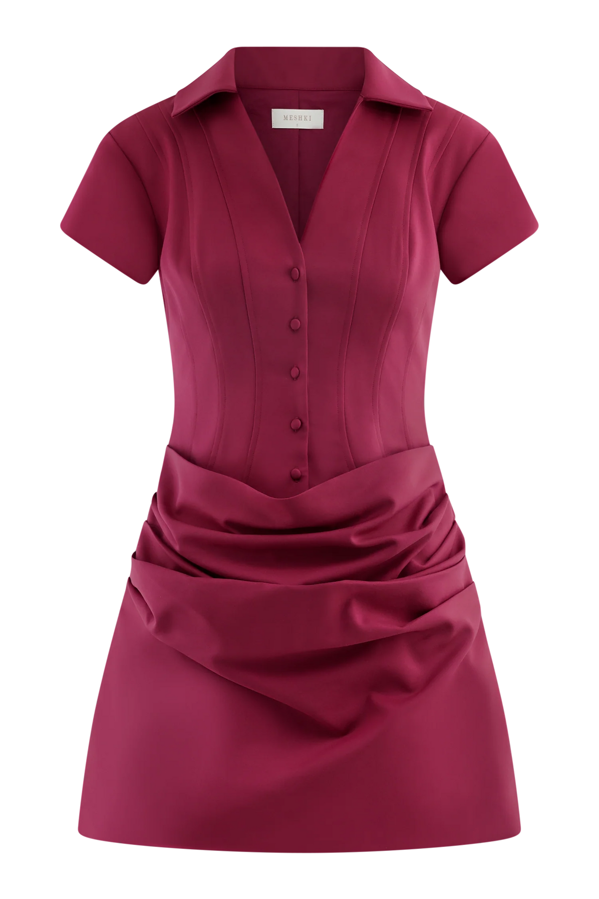 Tarryn Collared Cotton Mini Dress Dragonfruit