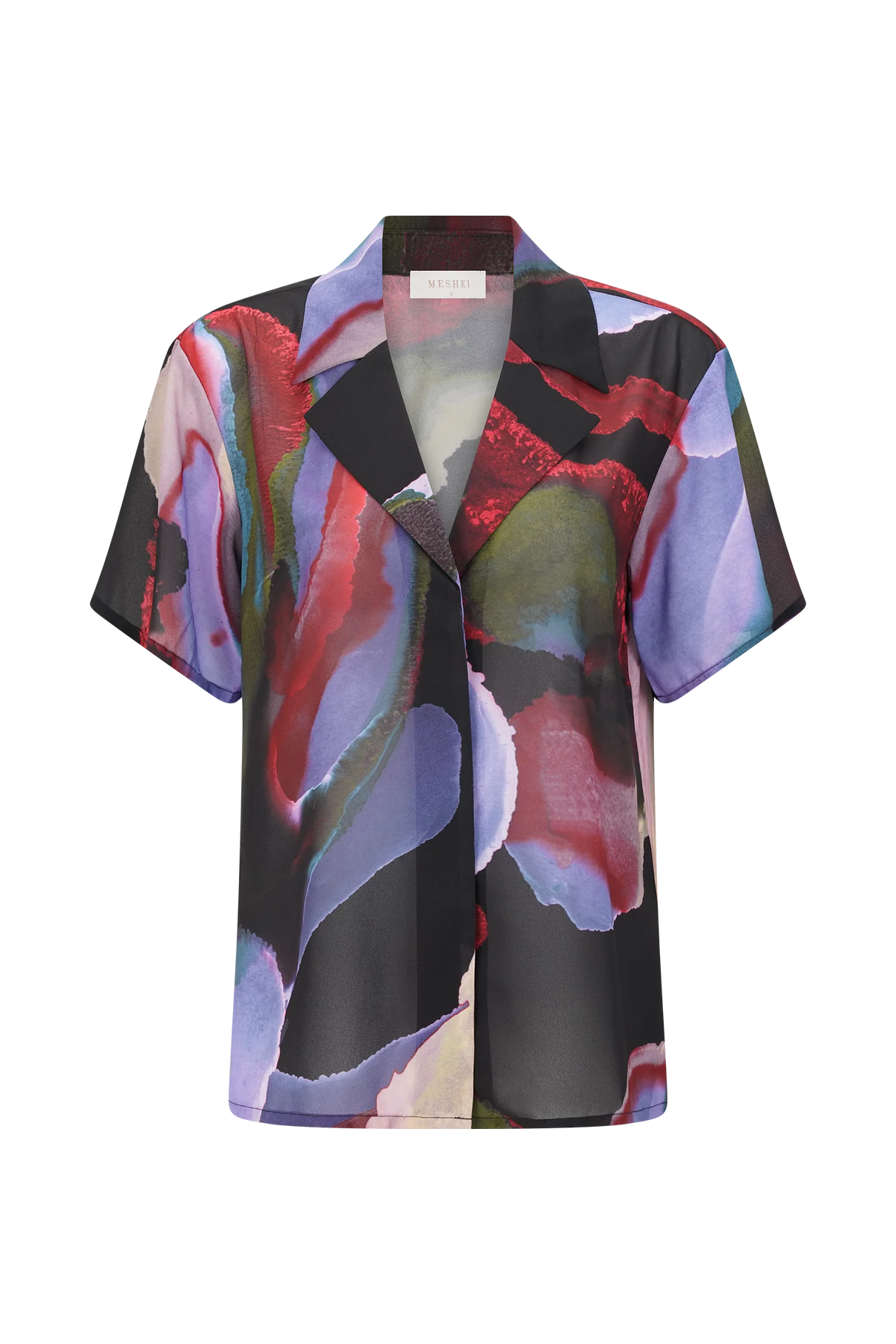 Rachel Chiffon Short Sleeve Shirt Multi Fluid Reverie Print