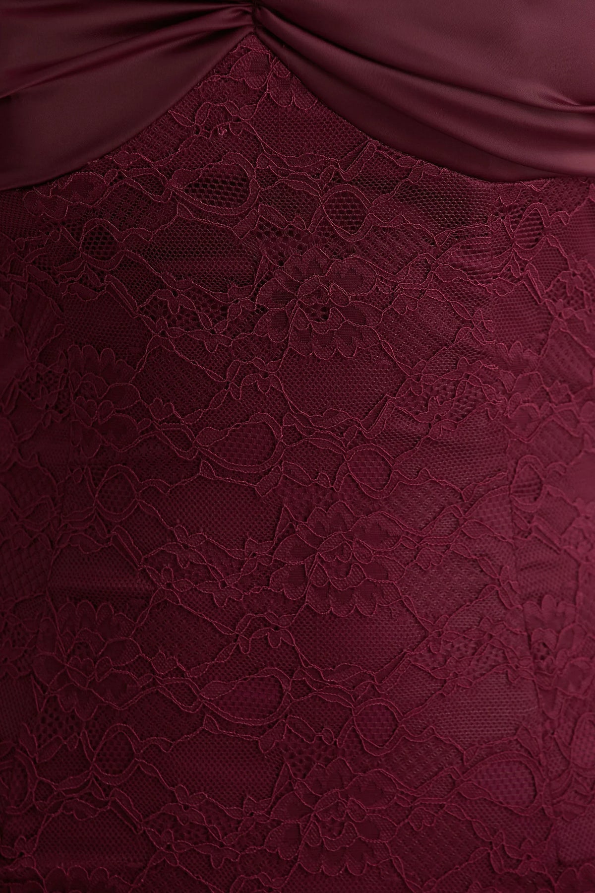 Juana Burgundy Lace And Satin Sweetheart Neck Satin Maxi Dress