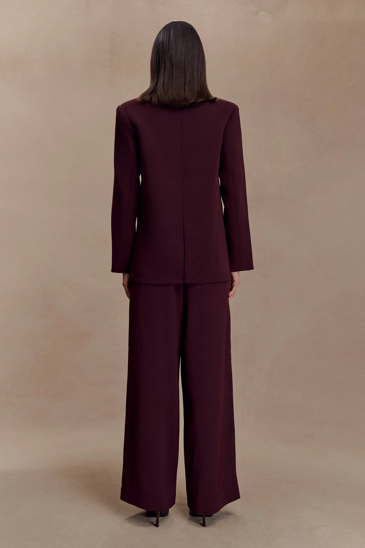 Arlo Wide Leg Suiting Trouser Mahogany