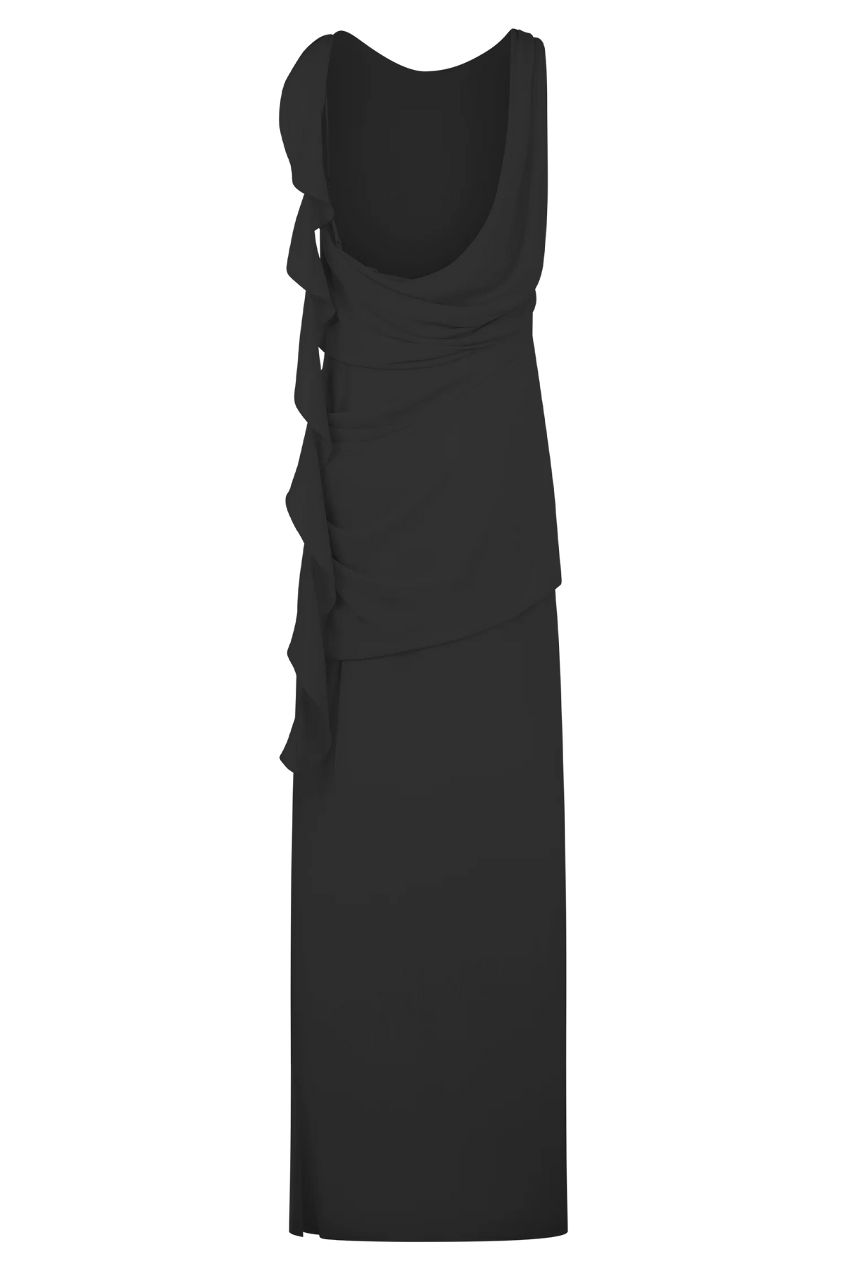 Daria Draped Chiffon Maxi Dress Black