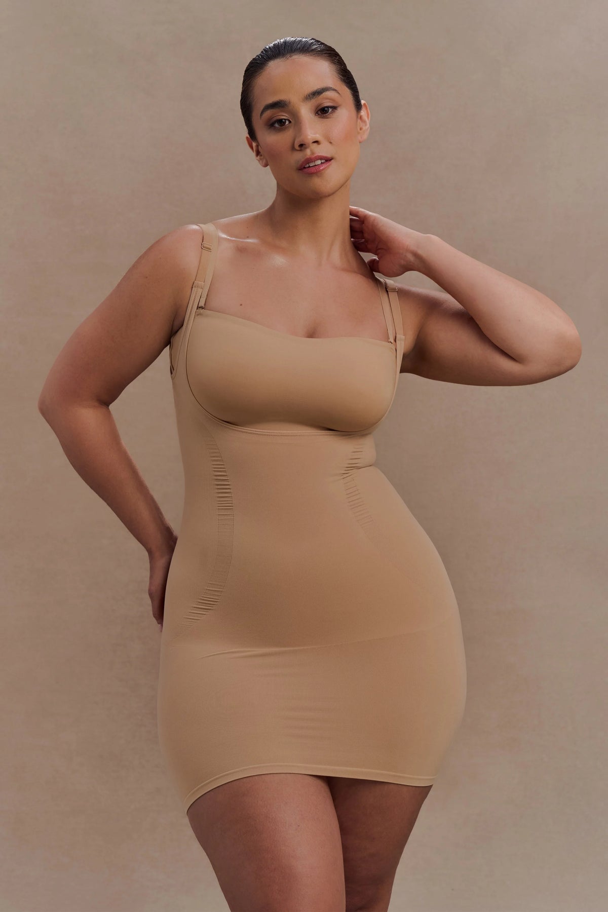 Jocelyn Backless Shapewear Mini Dress Beige