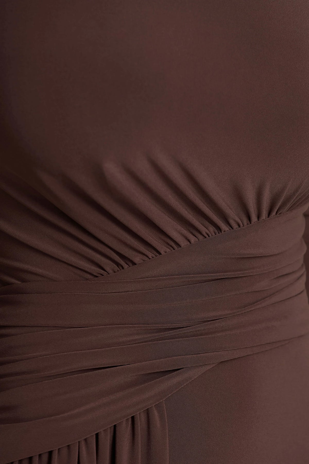 Virelle Brown Boat Neck Maxi Dress With Wrap Detail And Sash