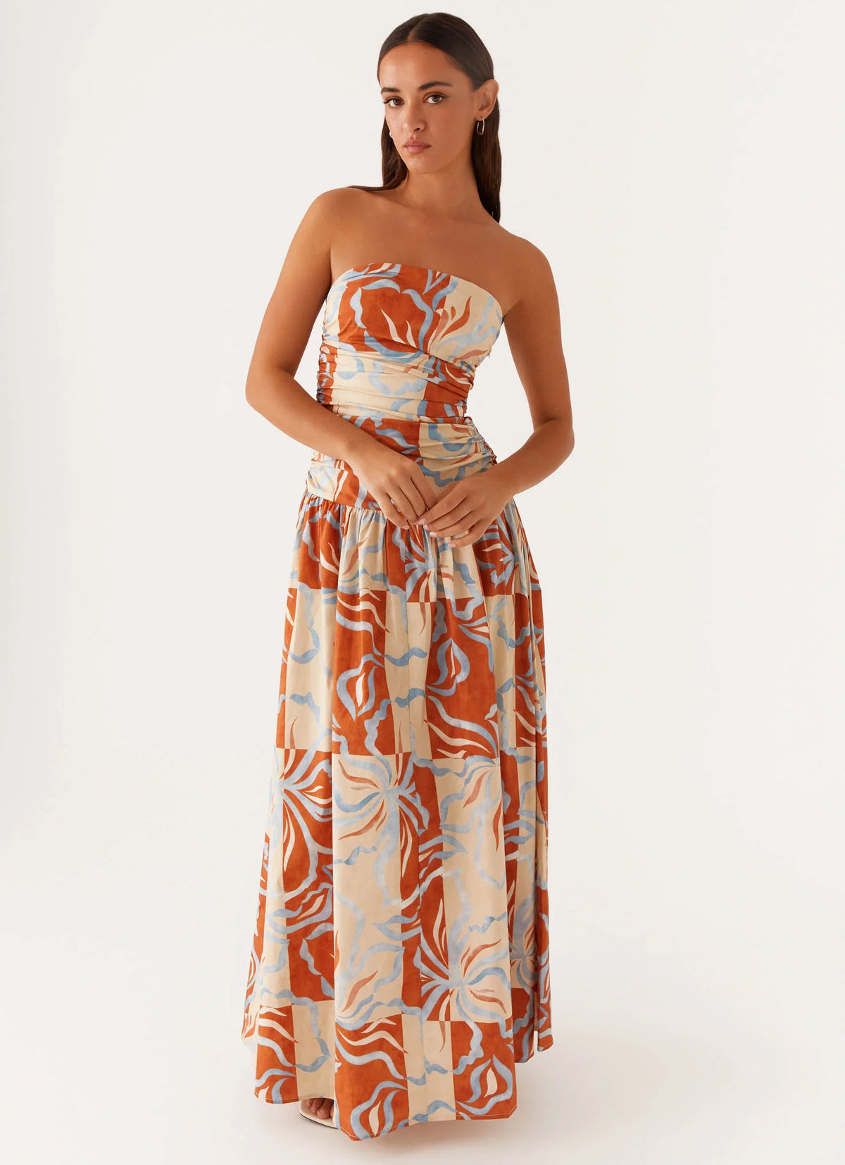 Carmel Maxi Dress Orange Blue Floral