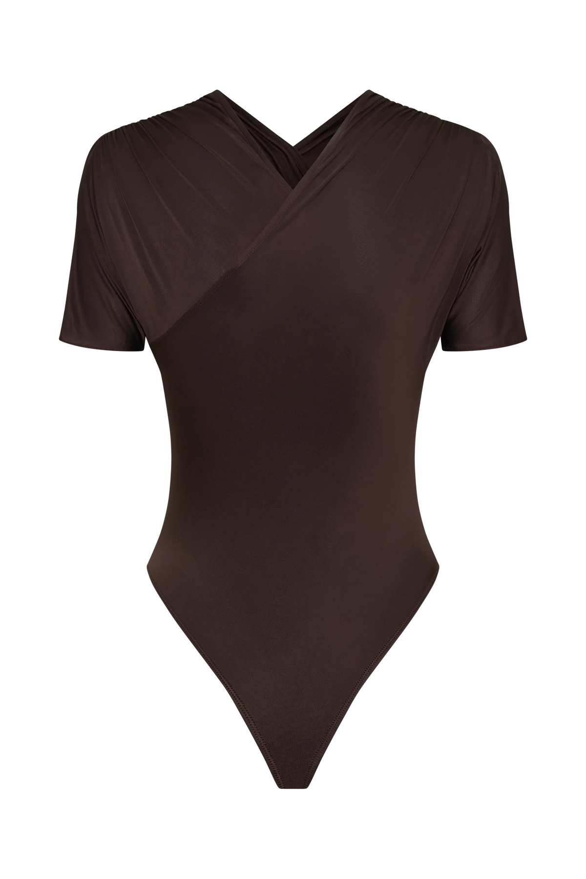 Junie Shortsleeve Cross Over Bodysuit Chocolate