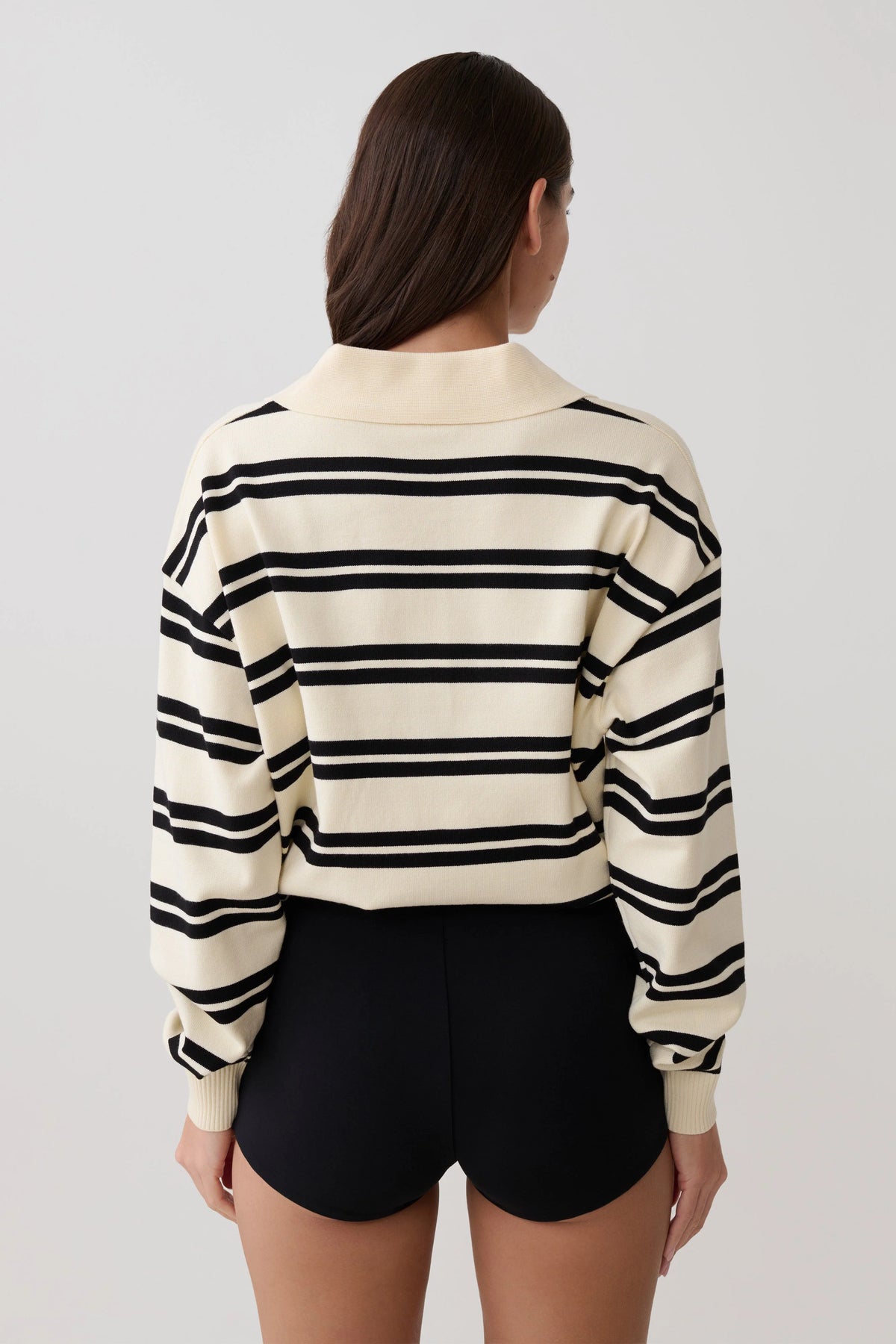 Philly Stripe Long Sleeve Knit Jumper Ivory Black