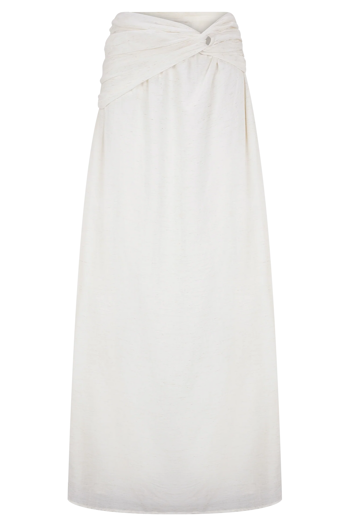 Scottie Gathered Linen Knot Maxi Skirt Oat Marle