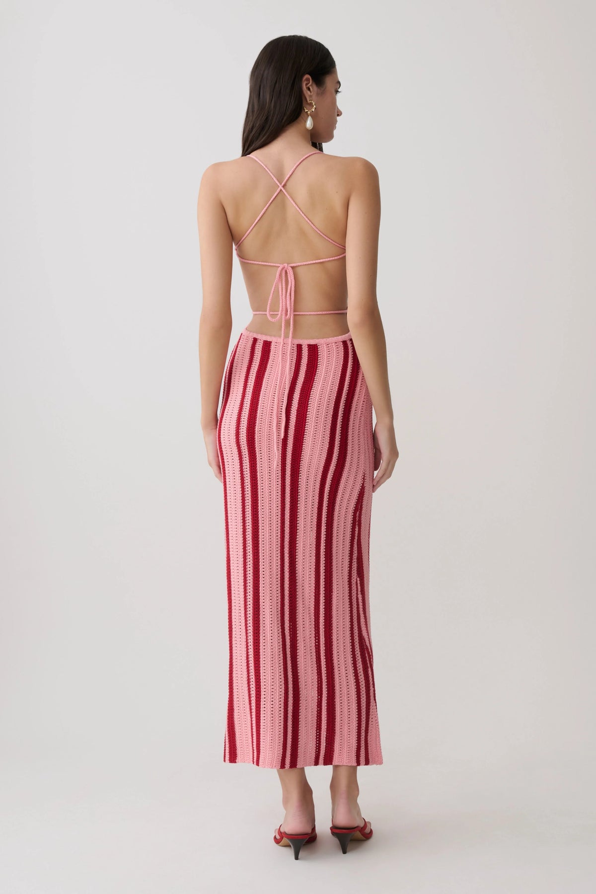 Shepherd Crochet Halter Maxi Dress Pink