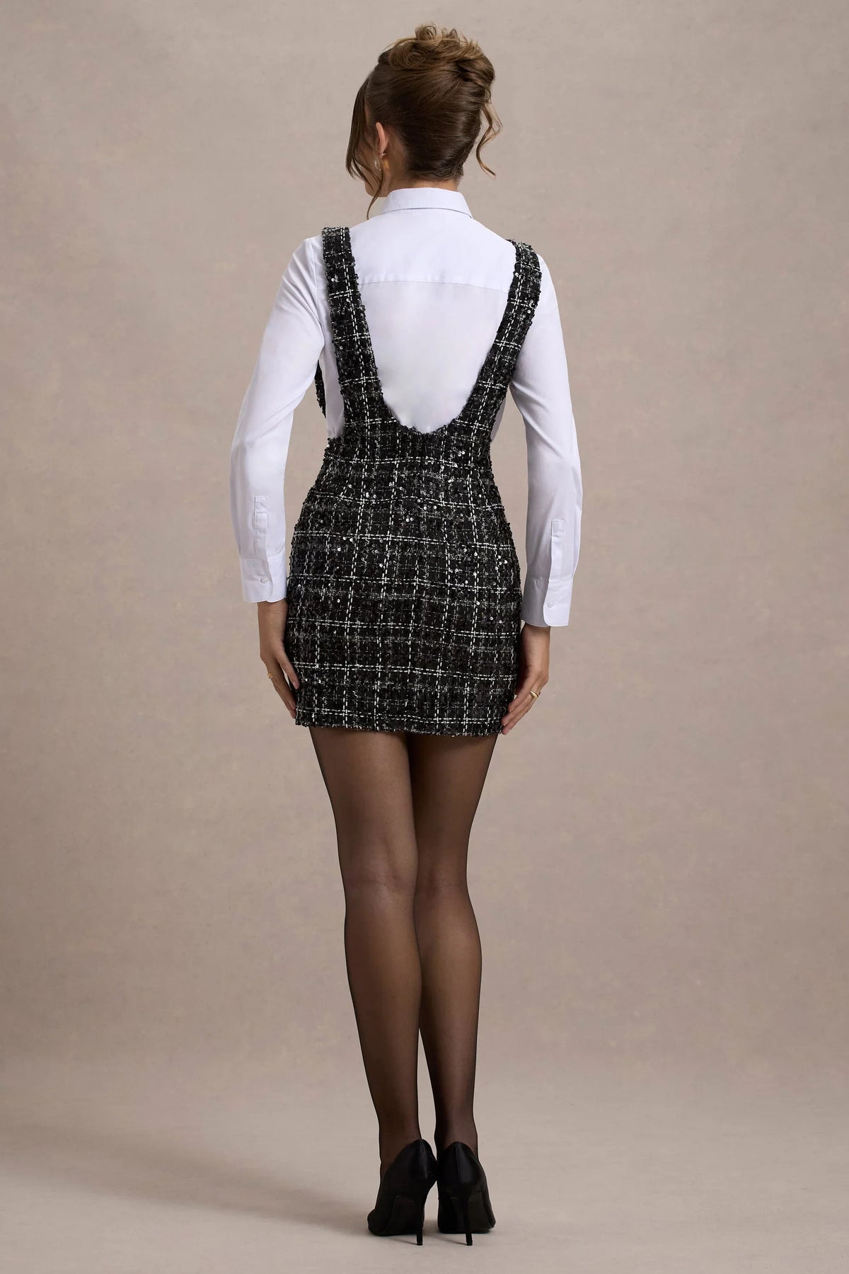 Oxford Black Boucle Sleeveless Pinafore