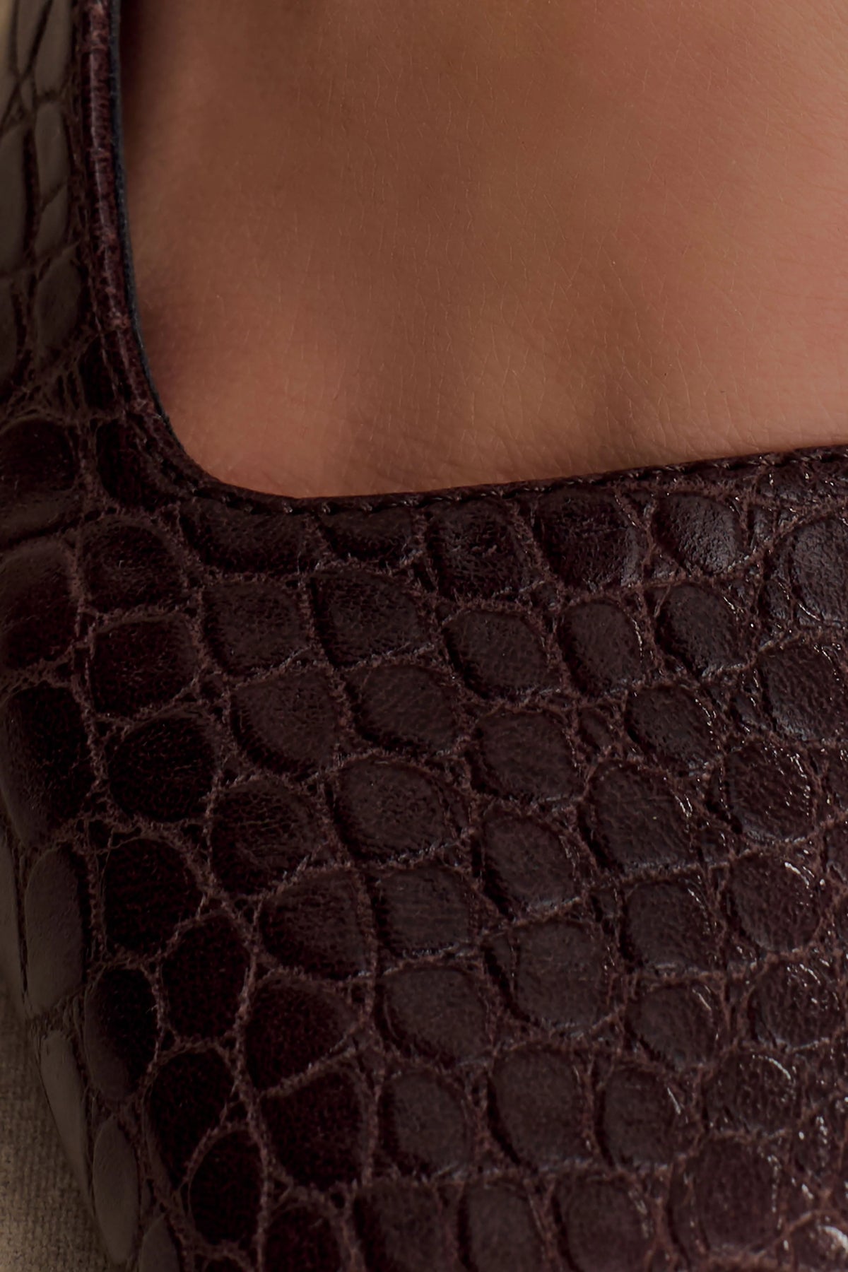 Maren Faux Leather Crocodile Heel Chocolate