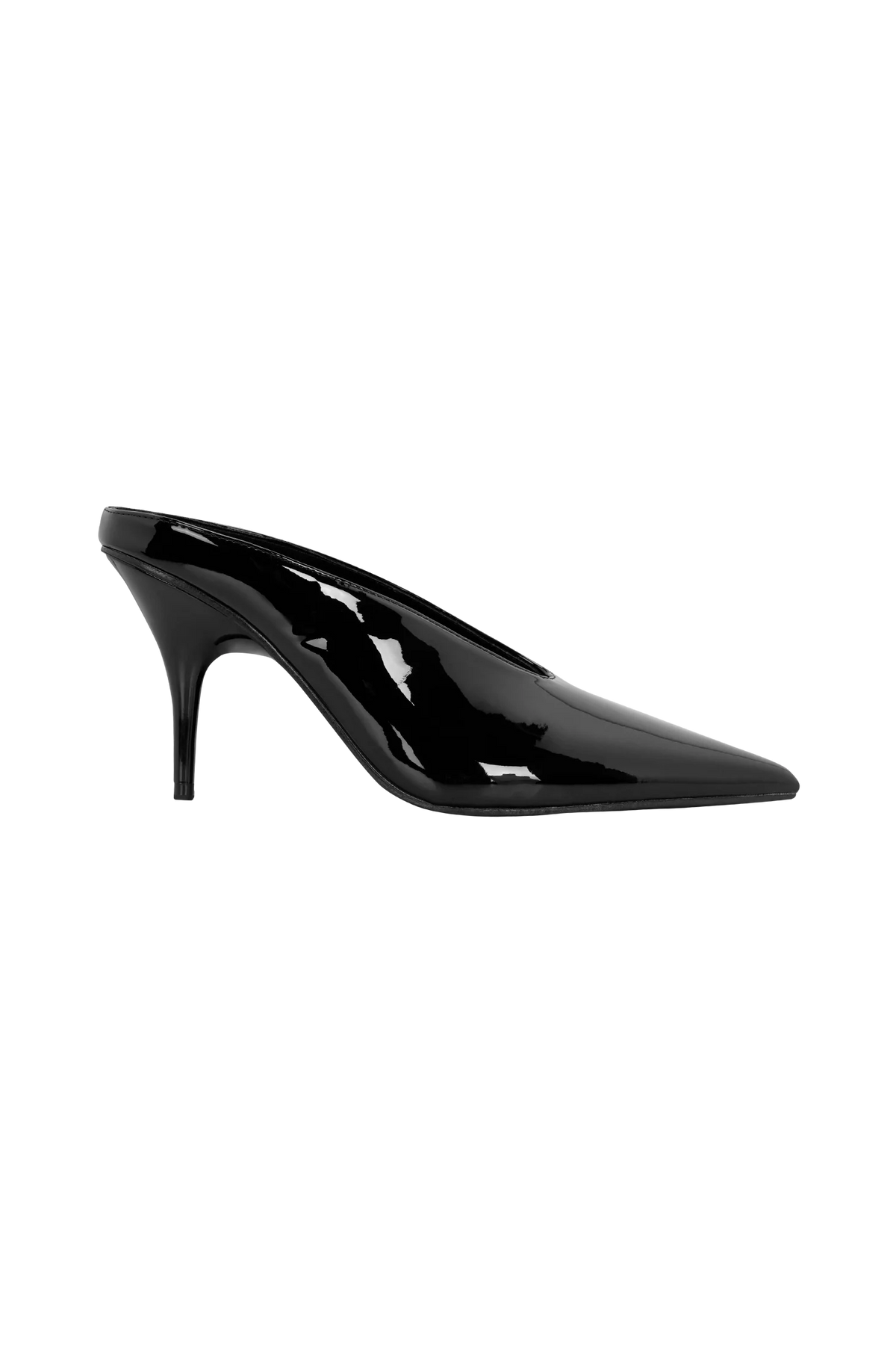 Emerson Patent Faux Leather Point Heel Black