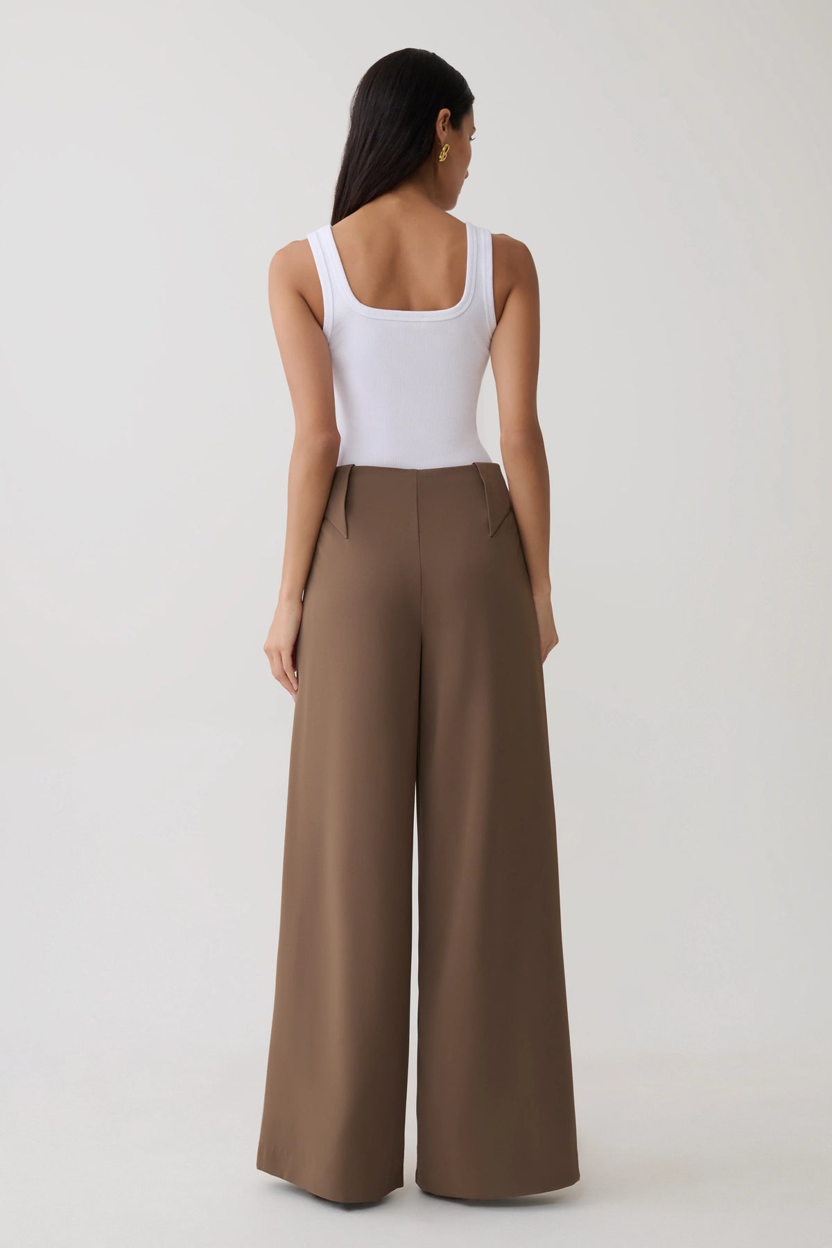 Arlo Wide Leg Suiting Trouser Cacao Brown