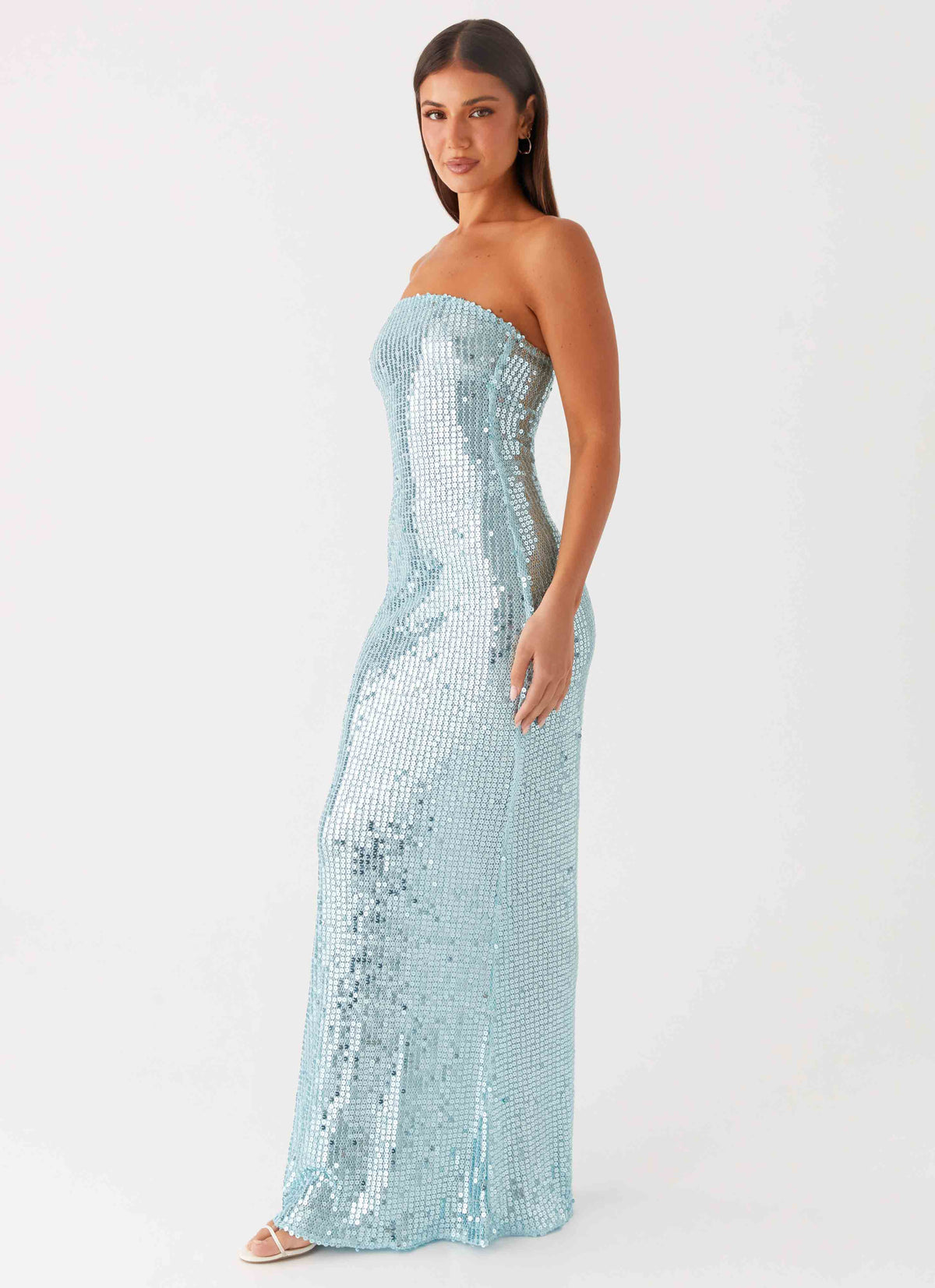 Lyric Sequin Maxi Dress Turquoise