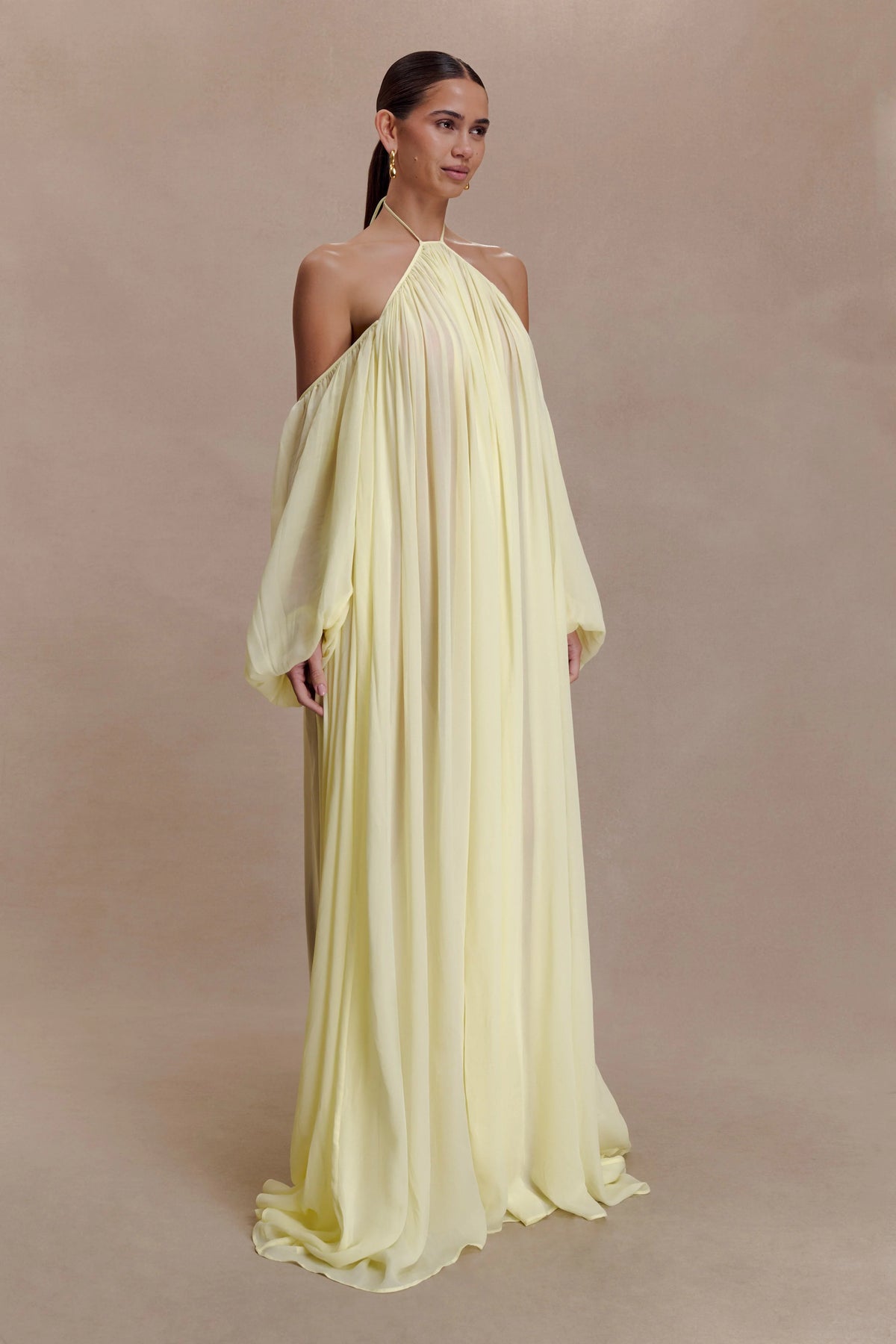 Janni Chiffon Maxi Dress With Hardware Lemon Lime