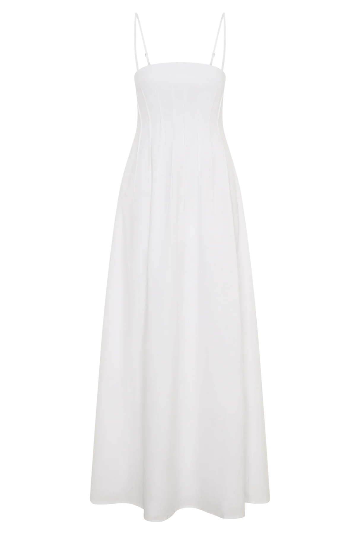 Sofie Pintuck Linen Maxi Dress White