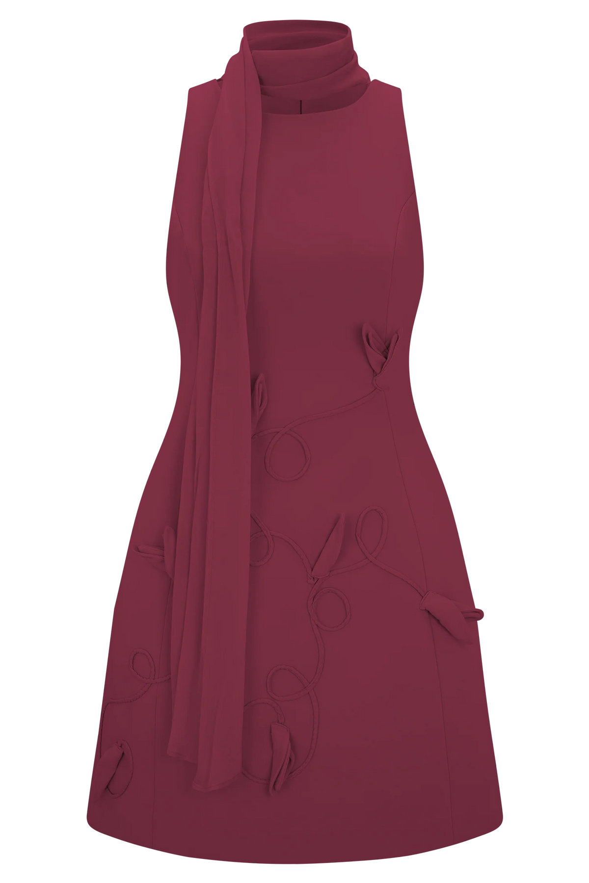 Skyler Suiting Embroidered Mini Dress Wine