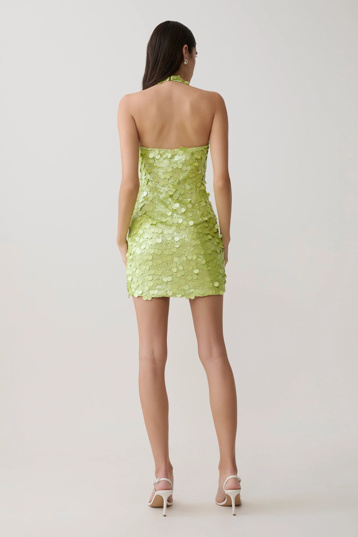 Caralee Sequin Halter Mini Dress Green