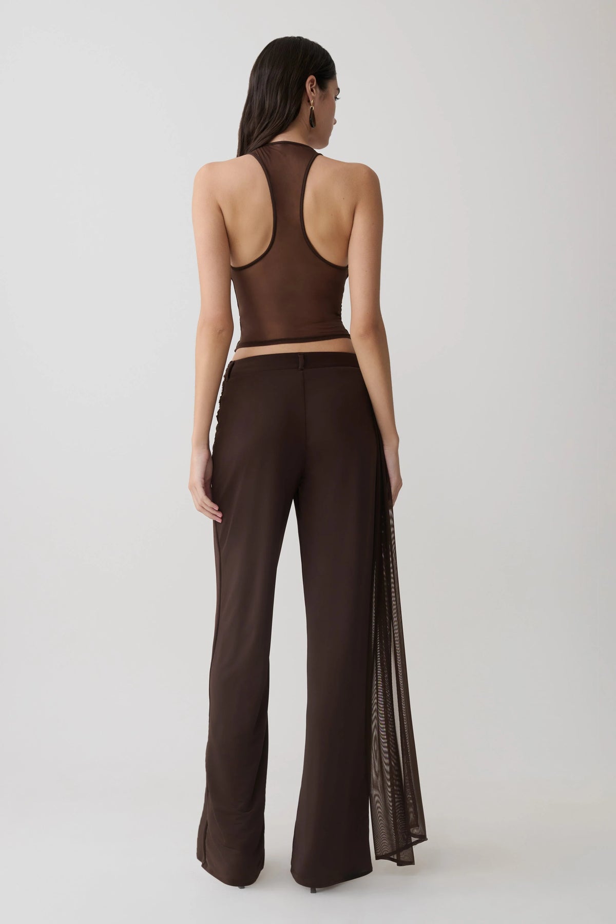 Aspyn Slinky Gathered Wide Leg Pants Chocolate