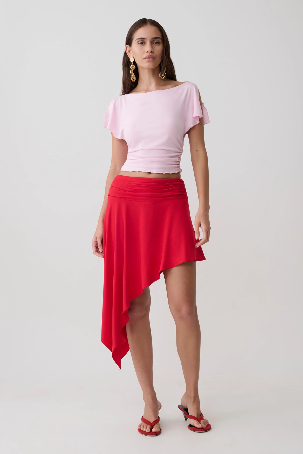 Talise Modal Hankie Midi Skirt Red