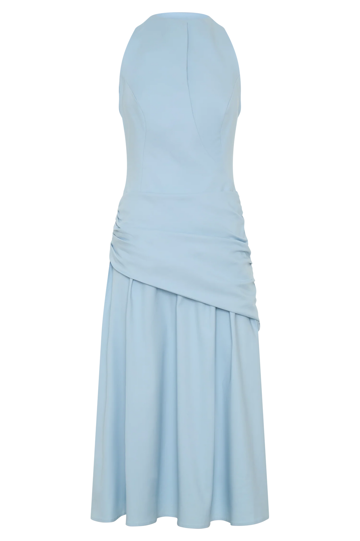 Emily Wrapped Waist Midi Dress Sky Blue