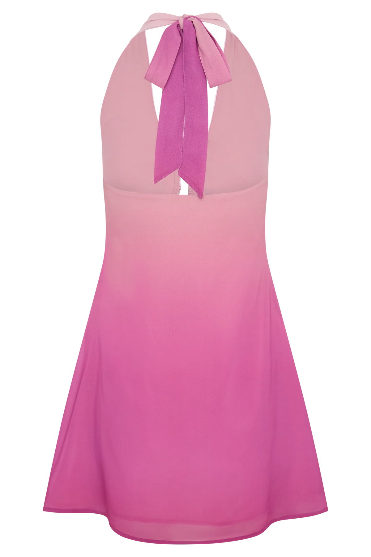 Malakhai Chiffon Halter Mini Dress Ombre Pink