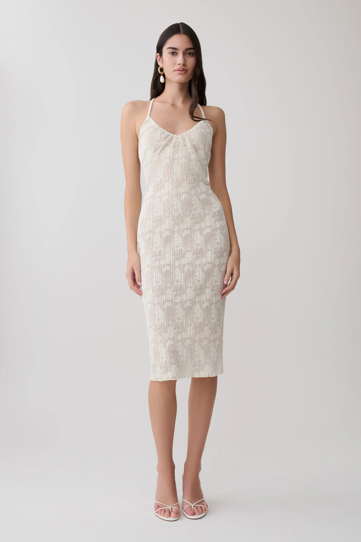 Ambrose Lace Midi Dress Ivory