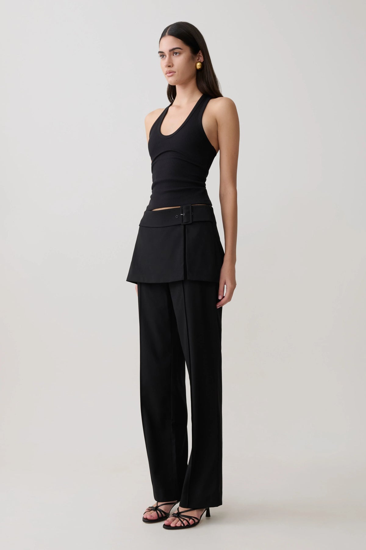 Actress Ribbed Tank Black