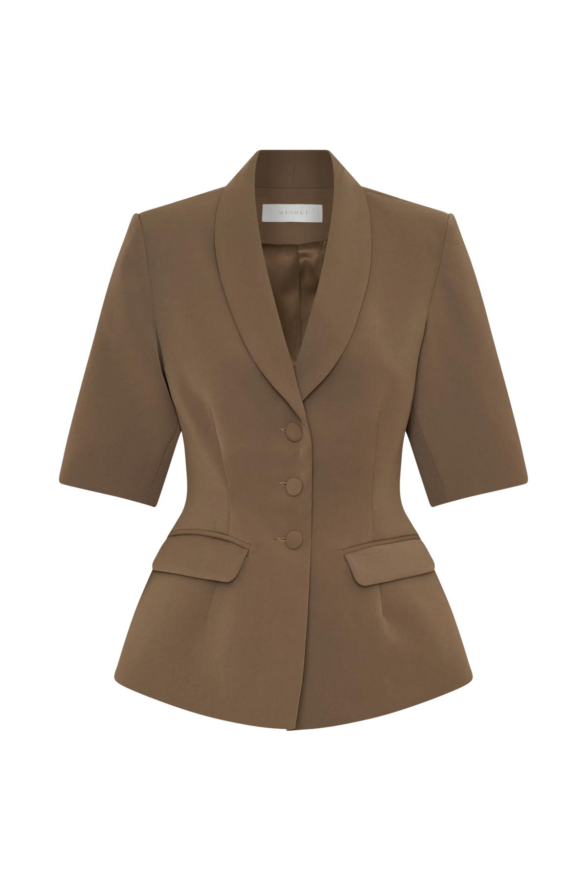 Opal Puff Sleeve Suiting Top Cacao Brown