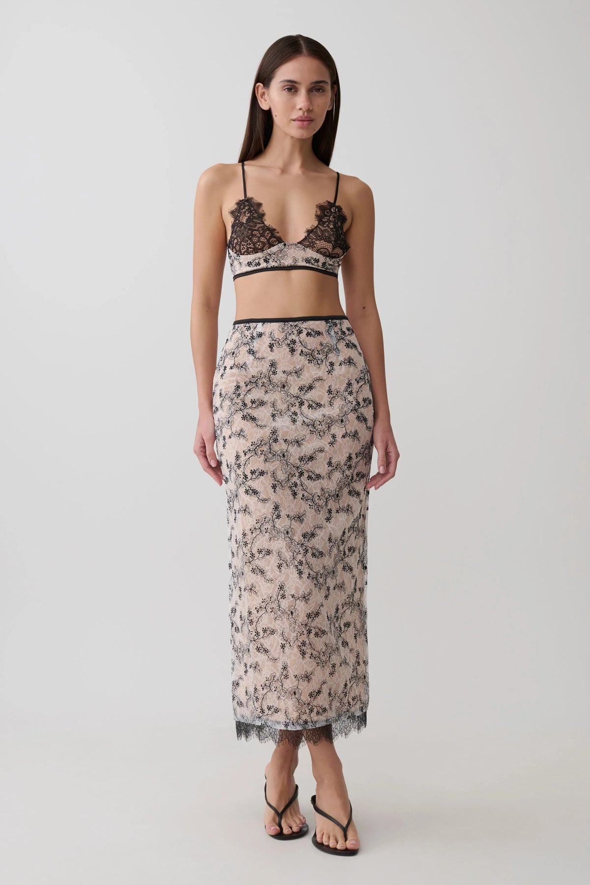 Kimberly Lace Sleeveless Crop Top Nude Lace