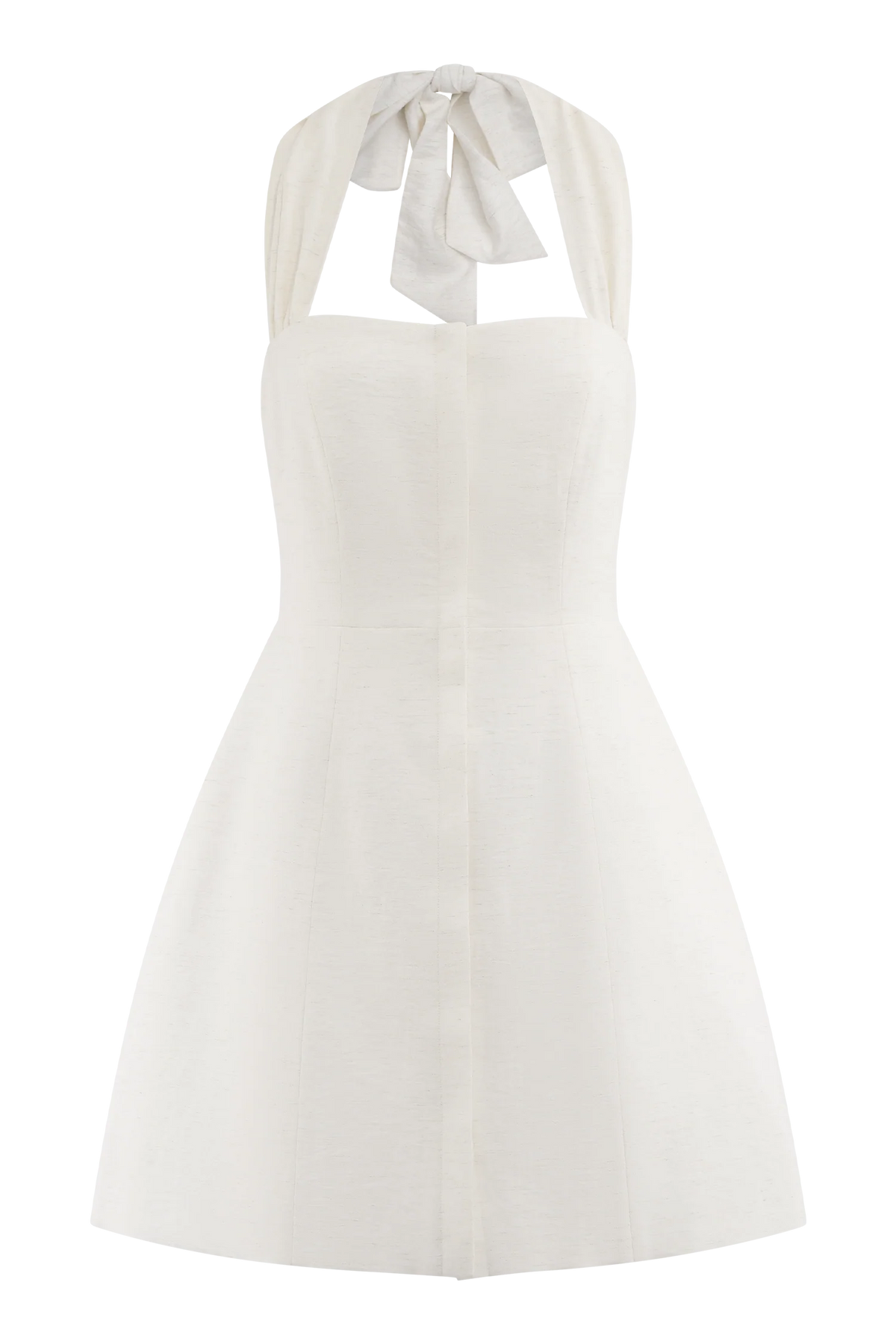 Anya Linen Halter Mini Dress Oat Marle