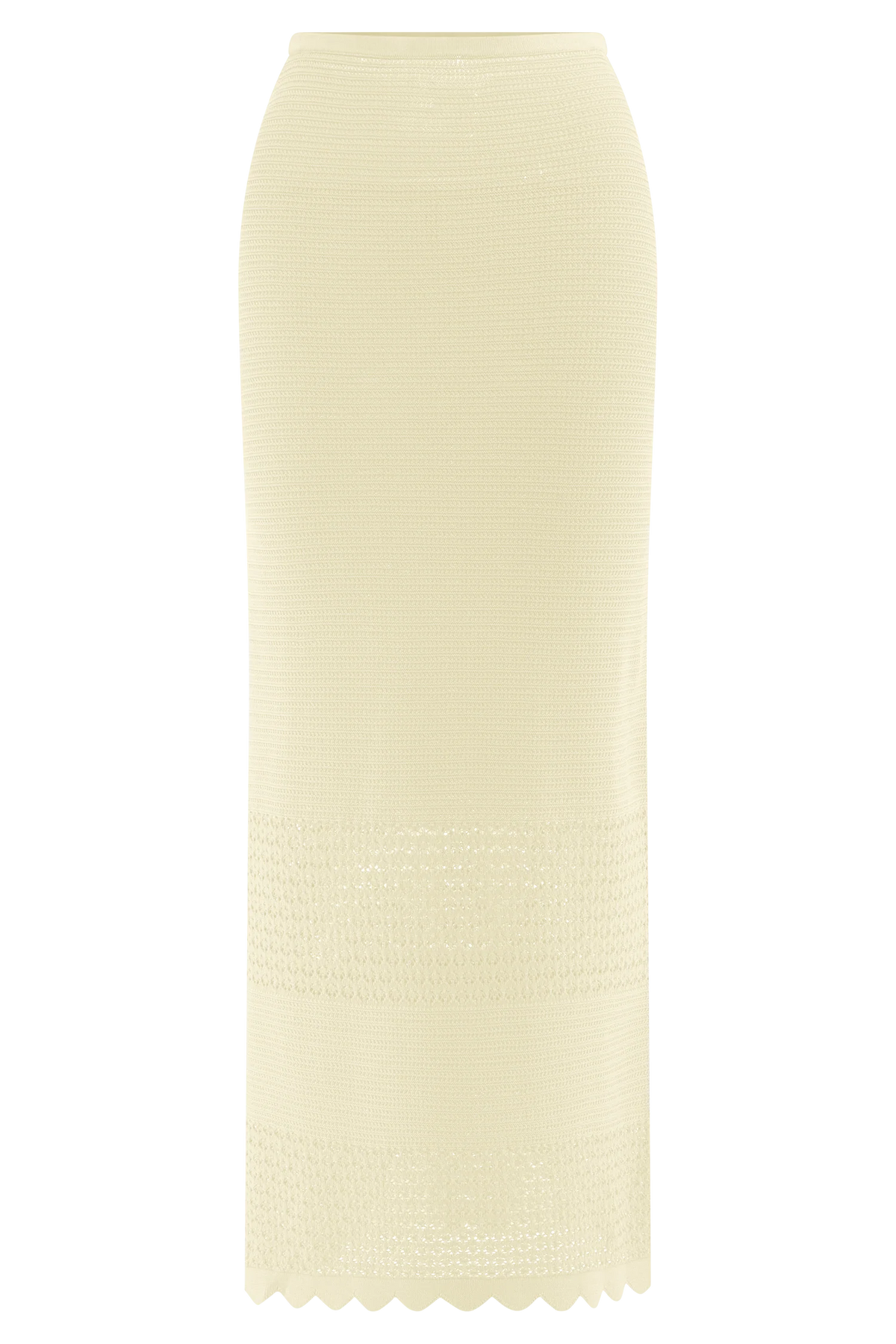 Madeline Scallop Knit Midi Skirt Ivory
