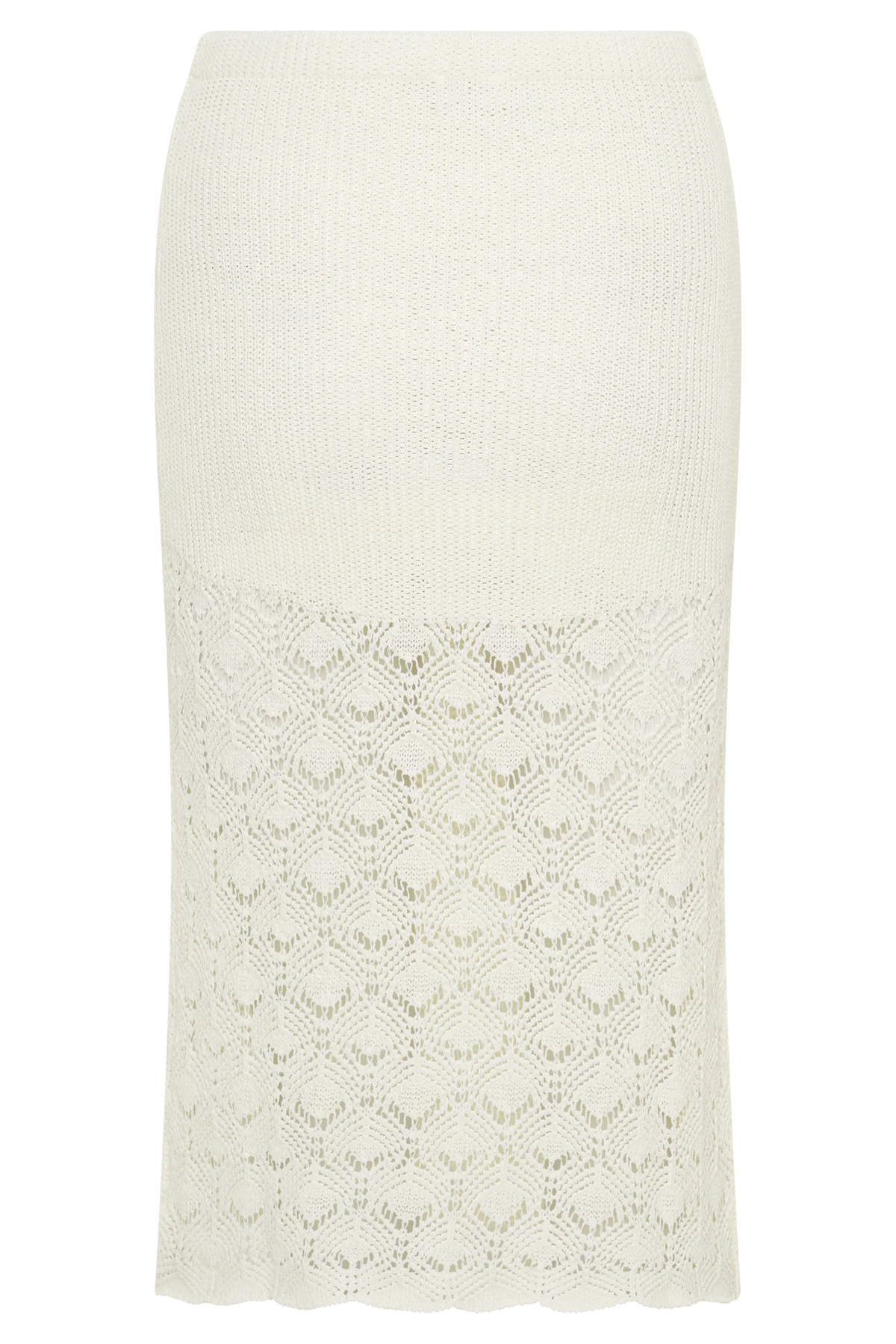 Atlantis Crochet Knit Midi Skirt White