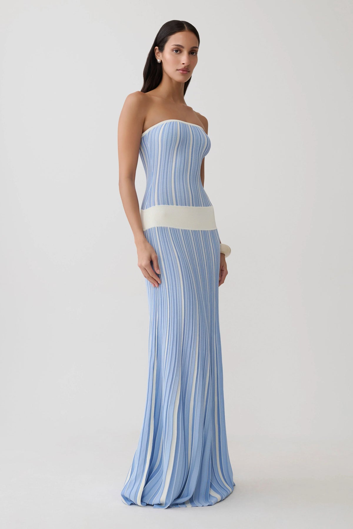 Joyce Stripe Maxi Knit Dress Blue