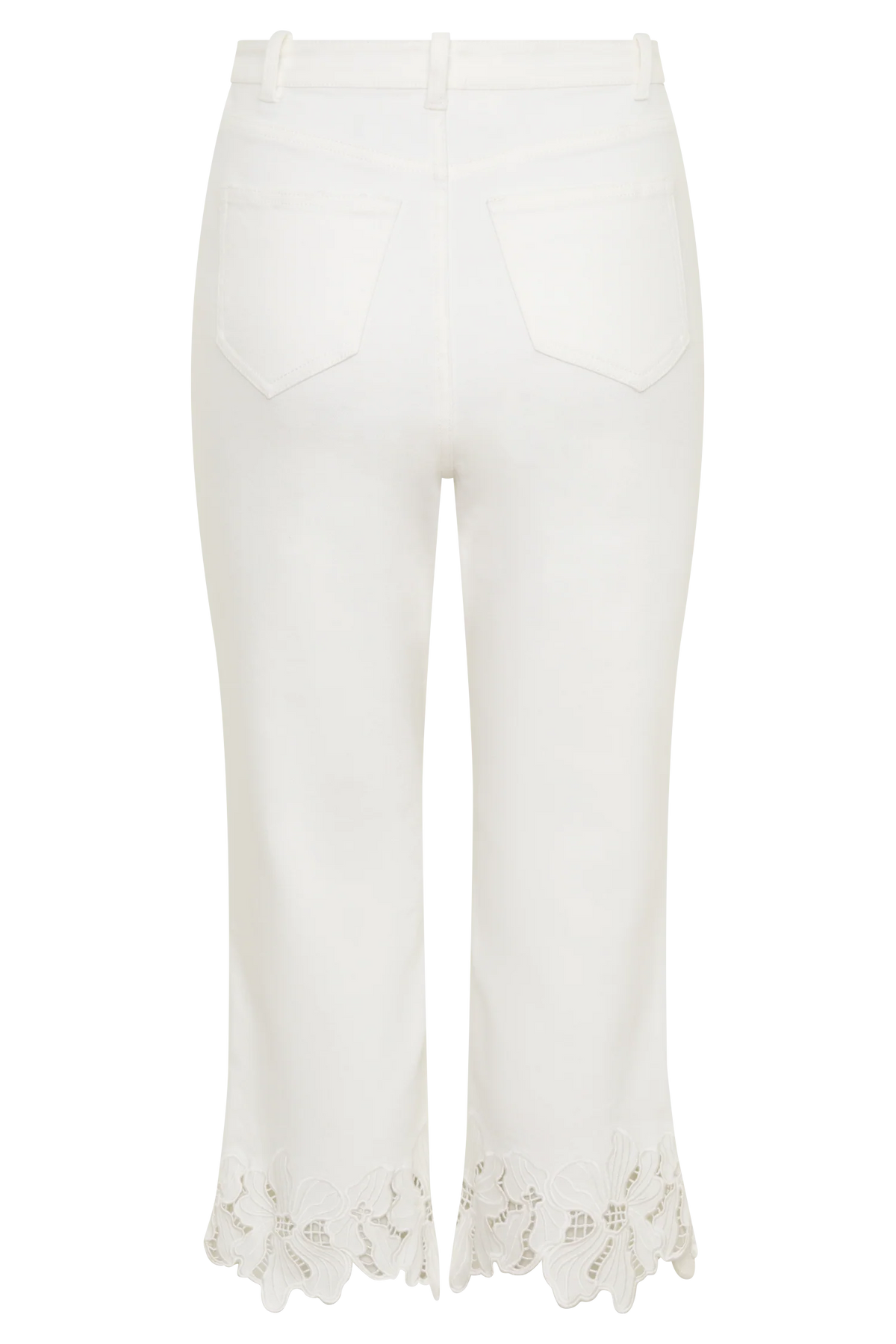 Tillie Flower Embroidery Denim Capris White