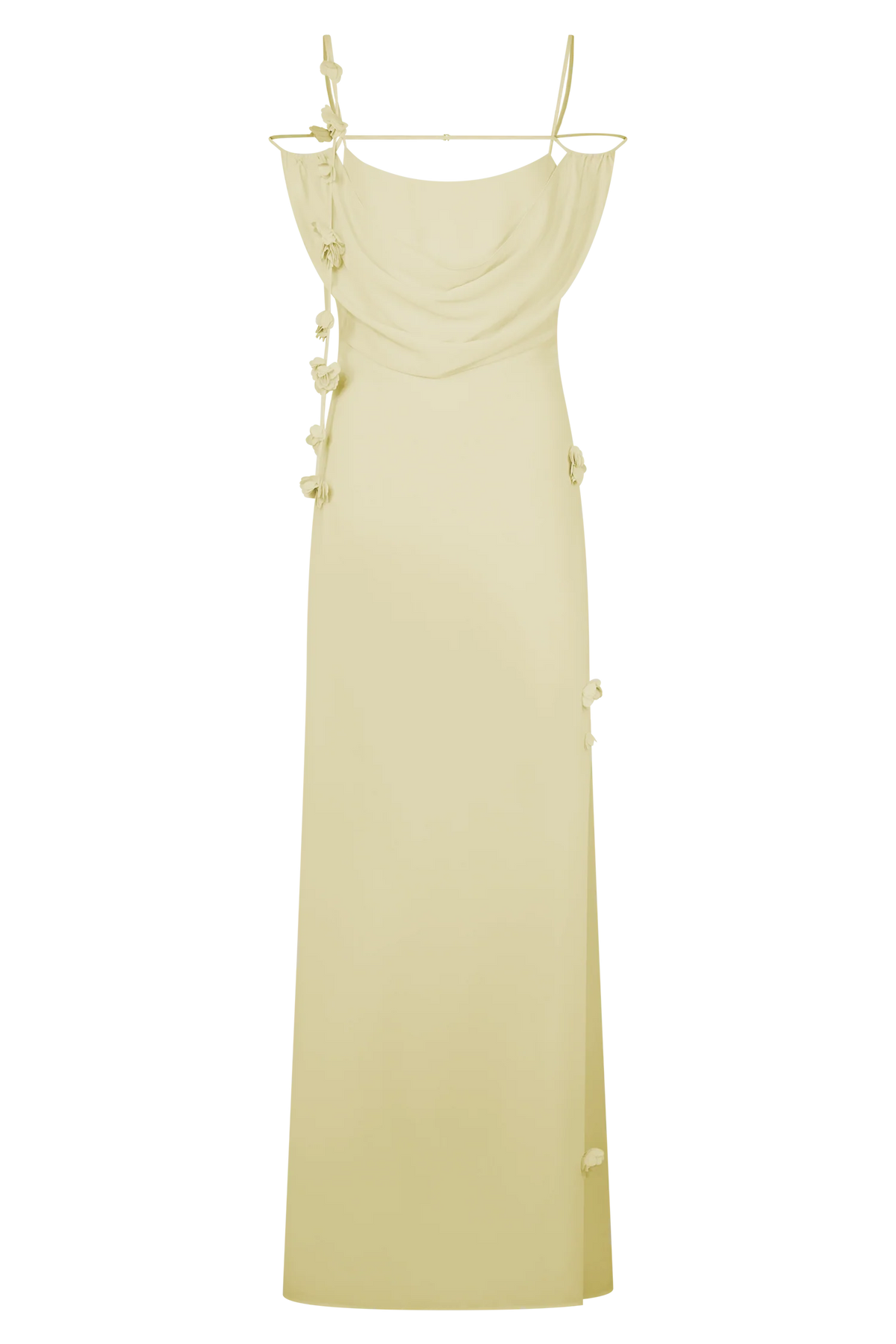 Rosalie Floral Chiffon Maxi Dress Pastel Lemon