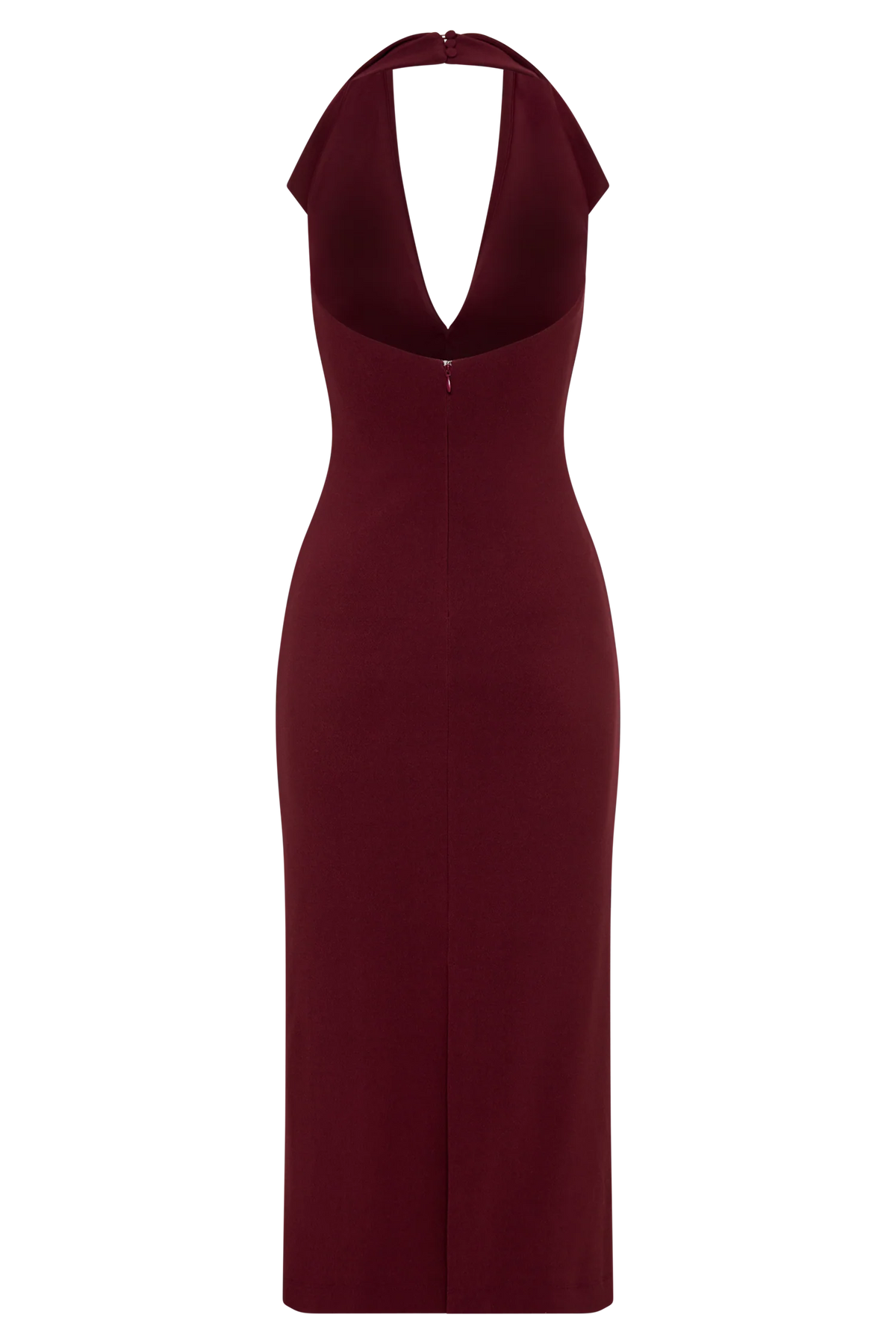 Annita Crepe Halter Midi Dress Merlot