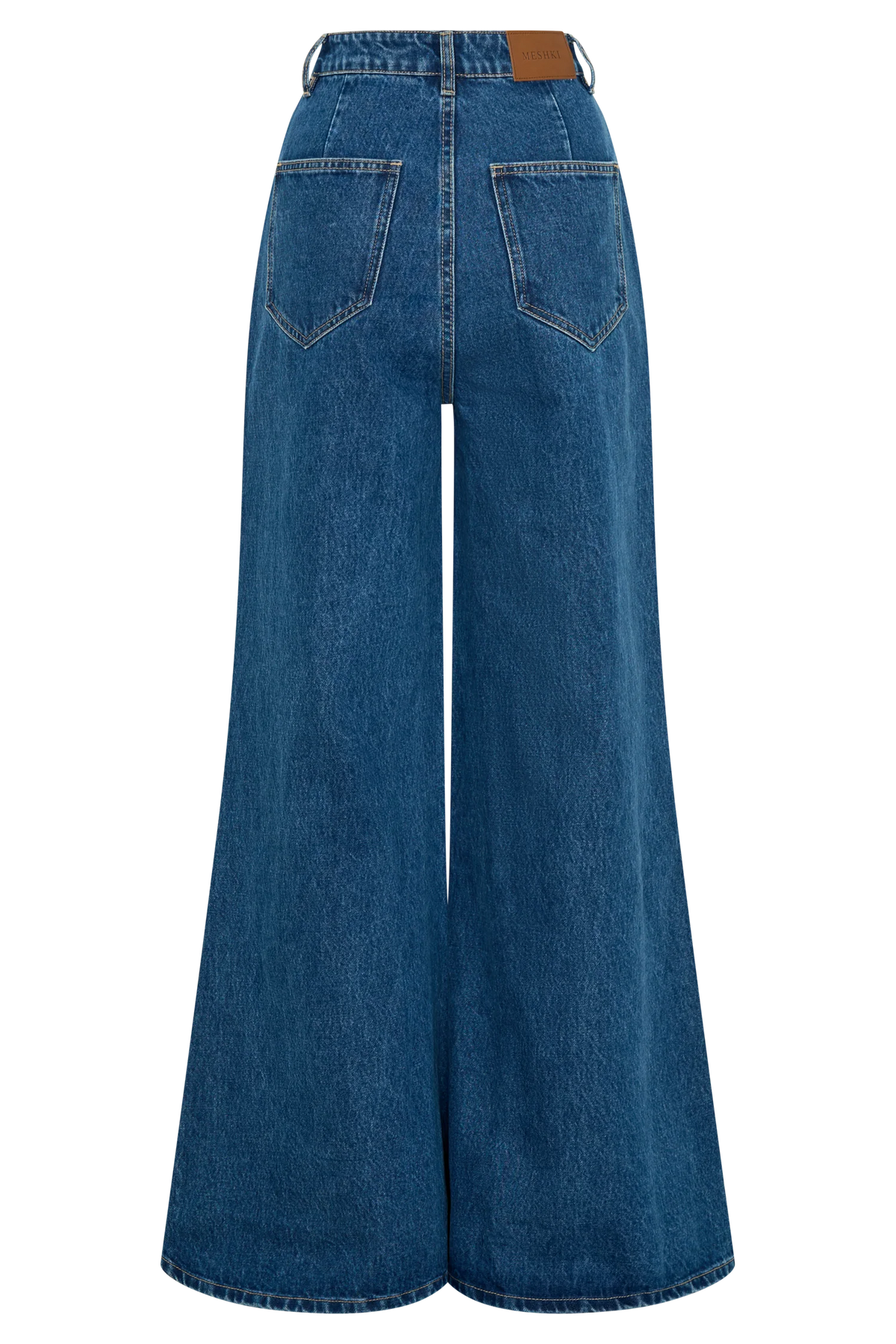 Jen Wide Leg Flare Denim Jeans Dark Blue