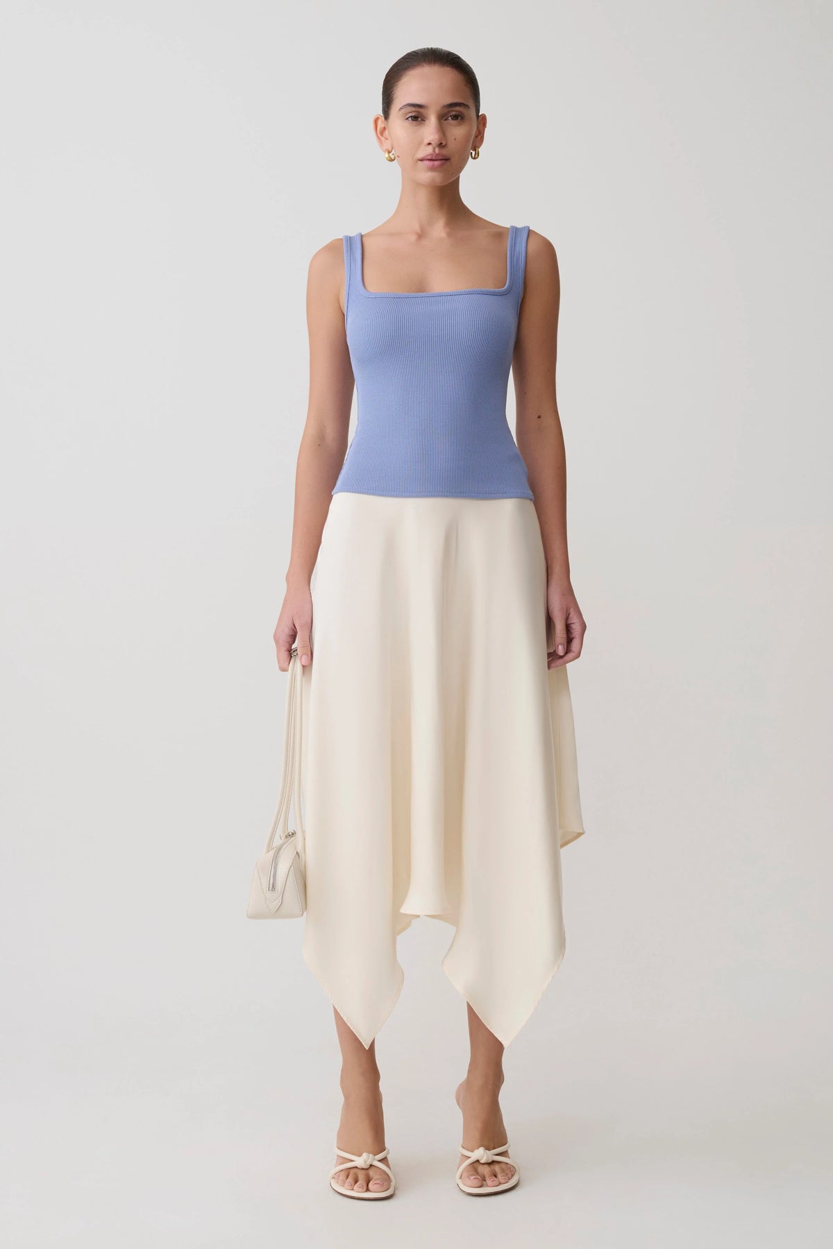 Aisling Ribbed Square Neck Sleeveless Top Cornflower Blue