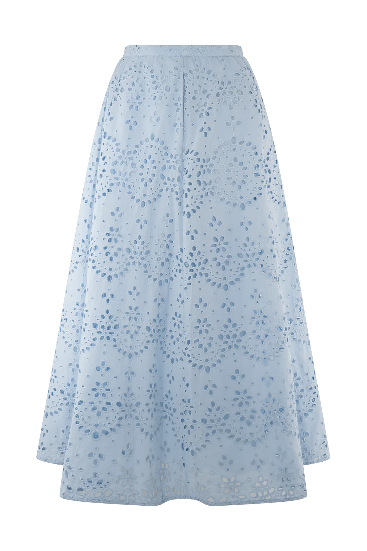 Arla Broderie Midi Skirt Pale Cornflower Blue